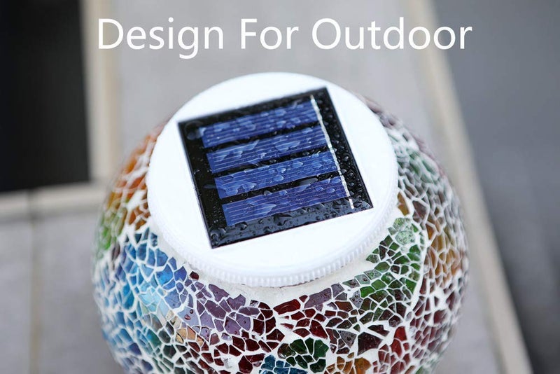 Starryfill Color Changing Mosaic Solar Lights Multicolor Glass Globe LED Light Outdoor and Indoor Waterproof Table Lamps for Garden Pati Party Yard Decorations - Image 5